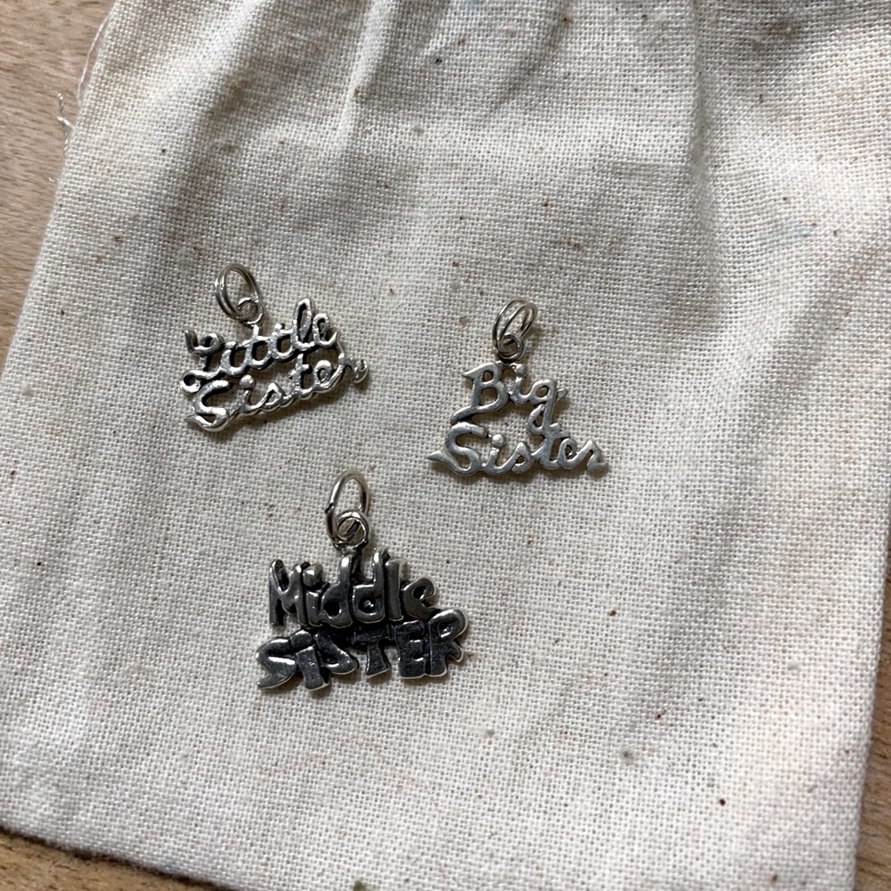 Sterling Silver Little, Middle, Big Sis. Charms